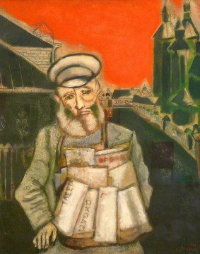 Zeitungsverkäufer Zeitgenosse Marc Chagall Ölgemälde